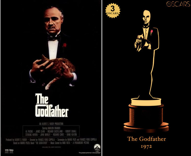 1972 The Godfather, ganadora del Oscar a Mejor Película y diseño de la estatuilla por el dibujante Olly Moss