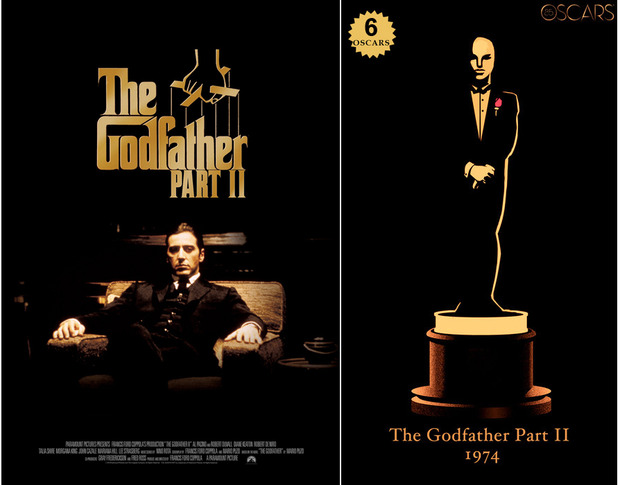 1974 The Godfather Part II, ganadora del Oscar a Mejor Película y diseño de la estatuilla por el dibujante Olly Moss