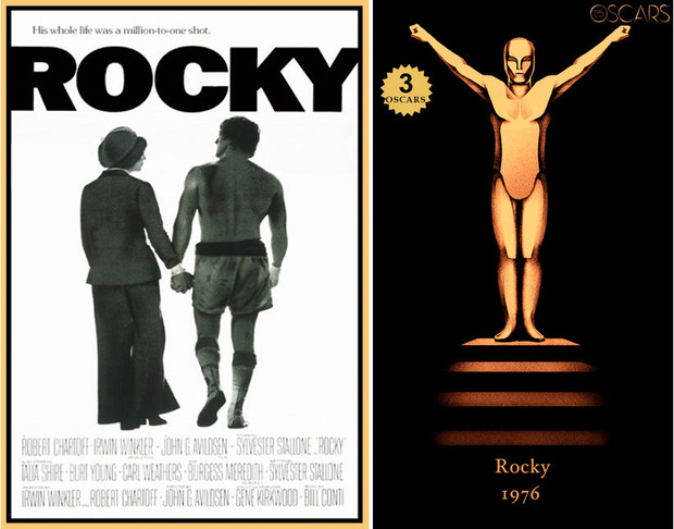 1976 Rocky, ganadora del Oscar a Mejor Película y diseño de la estatuilla por el dibujante Olly Moss