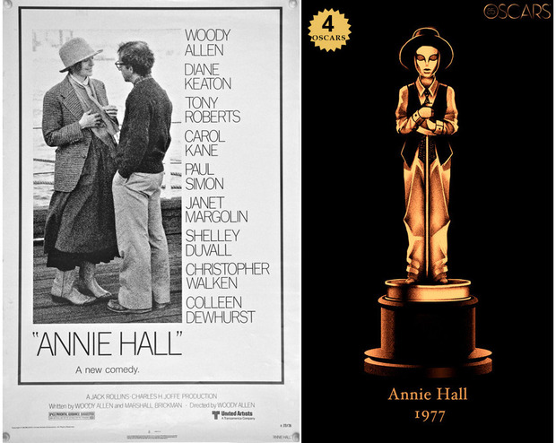 1977 Annie Hall, ganadora del Oscar a Mejor Película y diseño de la estatuilla por el dibujante Olly Moss