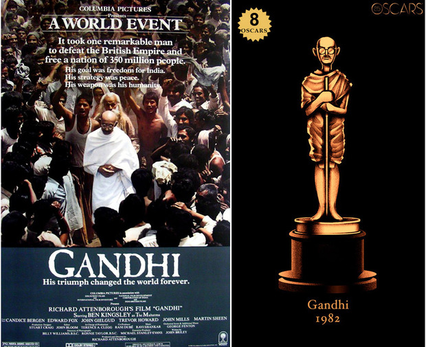 1982 Gandhi, ganadora del Oscar a Mejor Película y diseño de la estatuilla por el dibujante Olly Moss