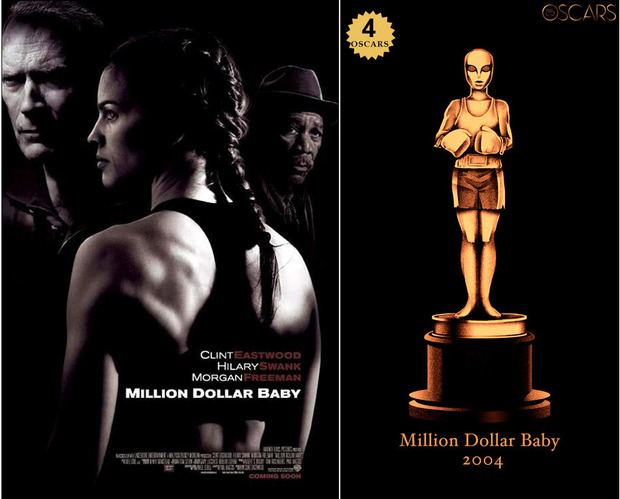 2004 Million Dollar Baby, ganadora del Oscar a Mejor Película y diseño de la estatuilla por el dibujante Olly Moss