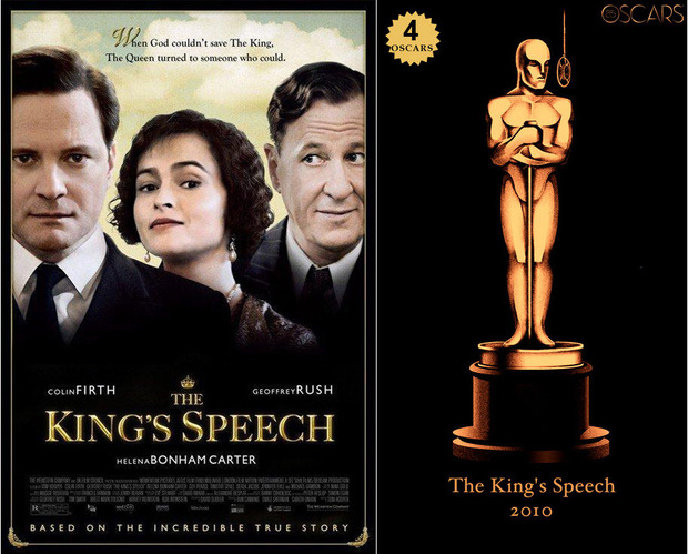 2010 The King's Speech, ganadora del Oscar a Mejor Película y diseño de la estatuilla por el dibujante Olly Moss
