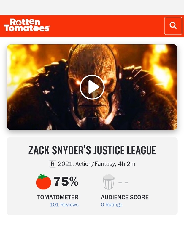 Rotten Tomatoes Zack Snyder Justice League.