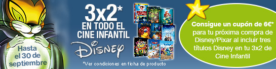 3x2 Disney con cupón 6 euros descuento. fnac.es