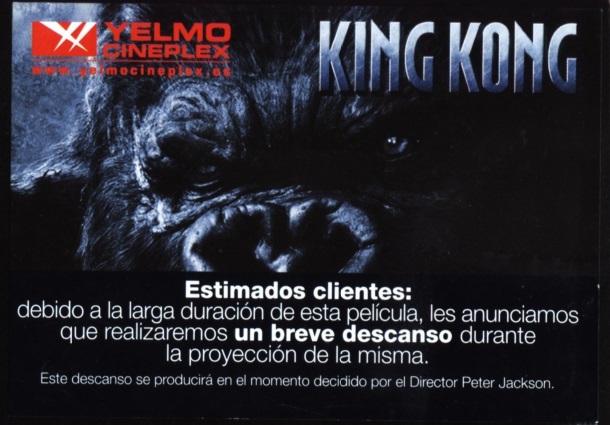 Ticket anunciando descanso de King Kong 2/2