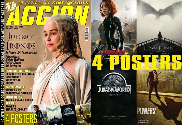 Portada y posters Accion Cine mes Abril 2015: Con poster de Jurassic World