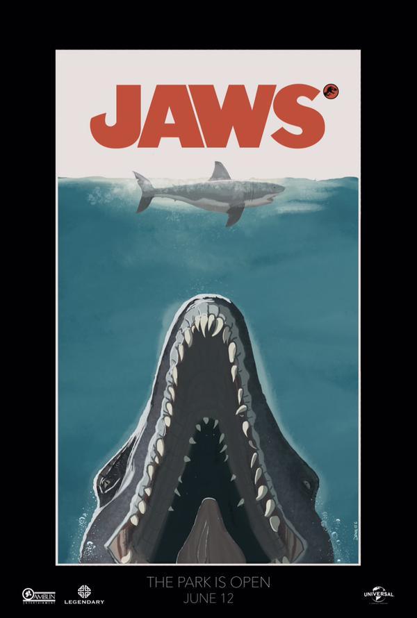 Poster homenaje a Tiburón por parte de Jurassic World