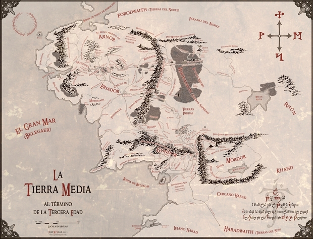 Mapa Tierra Media para imprimir 60º Aniversario de la publicación de El Señor de los Anillos