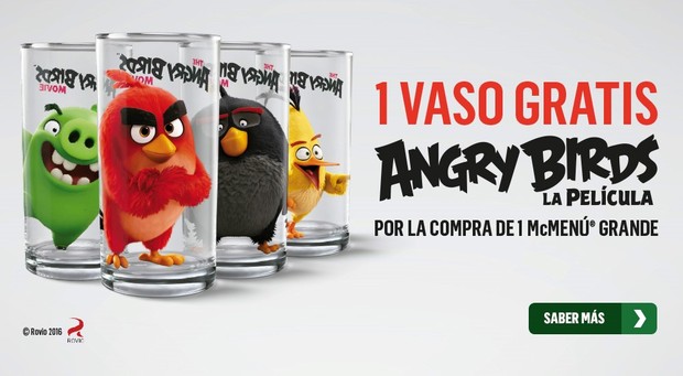 Vasos gratis de Angry Birds en Mc Donalds