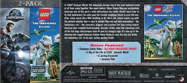 En Octubre sale a la venta un nuevo pack en Blu Ray de la película Jurassic World con un corto de LEGO titulado  "The Indominus Escape"