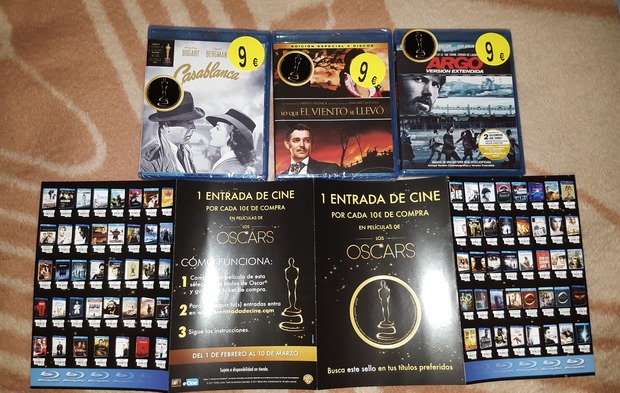 Lo que el viento se llevo + Casablanca + Argo: Mis compras de Oscar de hoy 25-02-2017. Carrefour 3X2