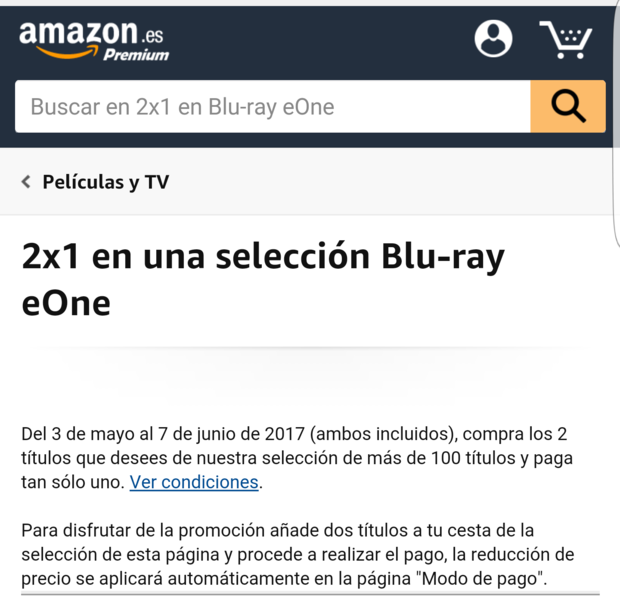 2x1 en una selección Blu-ray eOne en Amazon