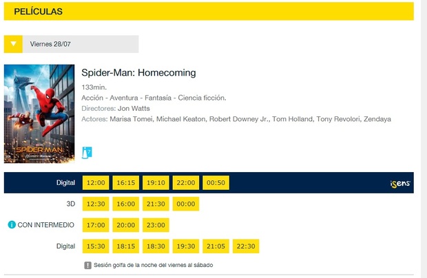 Spiderman será proyectara en algunas salas de Cinesa con intermedio de 10 minutos