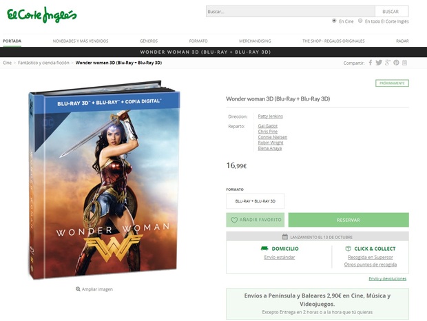 El Corte Inglés Wonder Woman Digibook: Dudas de la reserva.