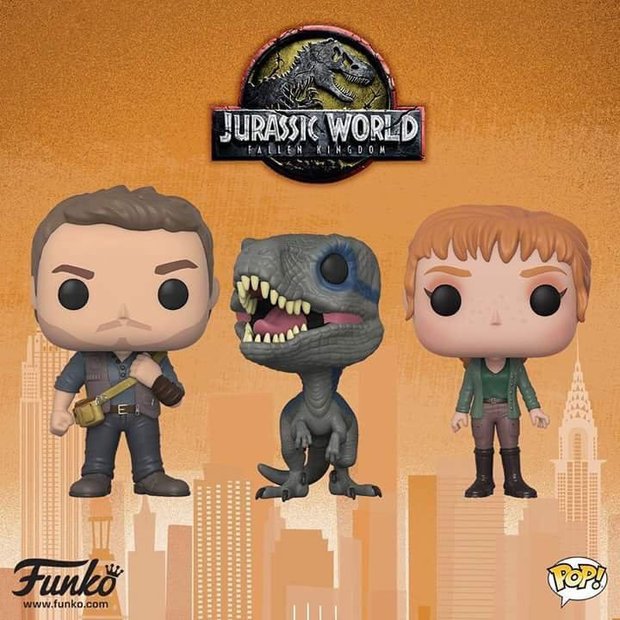 Funkos de Owen, Claire y Blue que saldrán a la venta en Junio de Jurassic World El Reino Caido + Vídeo con merchandising de JWFK