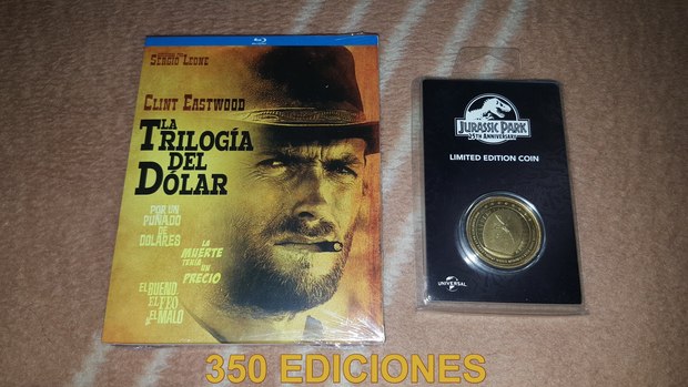 Con Clint Eastwood y su trilogía mas famosa llegó a las 350 ediciones patrias. La trilogía del Dólar + Moneda Jurassic Park: Mi Compra 22-03-2018