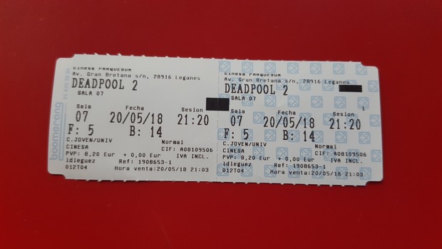 Deadpool 2: Mi Crítica y mi Entrada. [Sin Spoilers]. Nota 9.5/10. Prácticamente igual de brillante y redonda que la primera