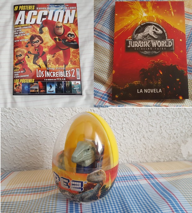 Accion Cine Agosto 2018 + Jurassic World El Reino Caido La Novela + Caramelos Pez Jurassic World: Mis Compras 30-07-2018