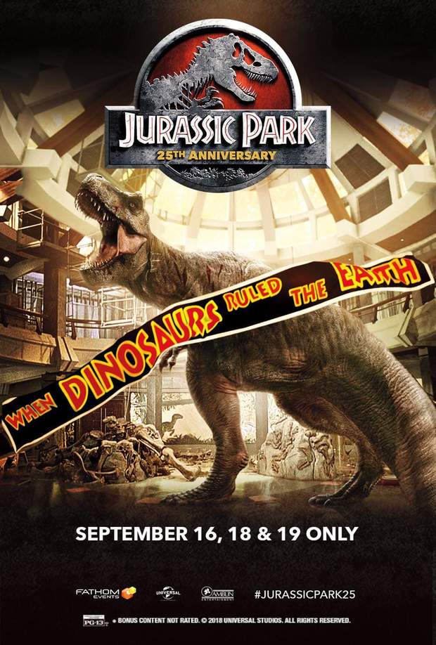 Poster del reestreno en cines en Septiembre de Jurassic Park