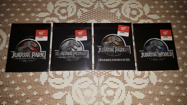 Completando la saga Jurassic Park en 4K UHD gracias al 2x1 . Las 4 por sólo 42 euros
