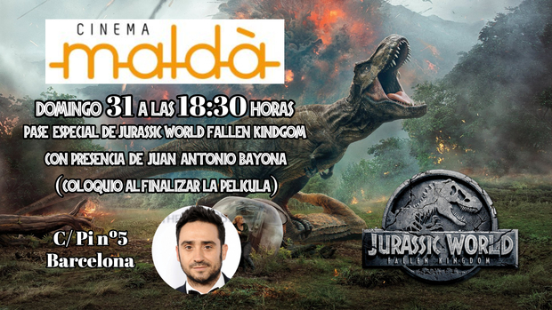 El  domingo 31 a las 18:30h pase especial de #JurassicWorldFallenKingdom en los cines @cinemamalda 