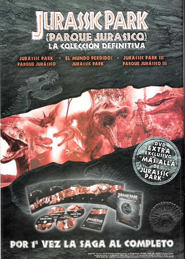 Jurassic Park: La Colección Definitiva en DVD.  Folleto de cuando se puso a la venta.