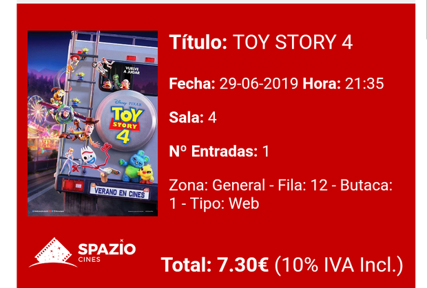 Toy Story 4: Mi Crítica y mi Entrada [Sin Spoilers]. Nota: 7.5/10.  Buena pero no perfecta