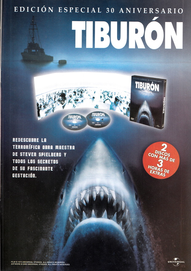 Tiburón 30 Aniv. DVD: Recordando grandes ediciones coleccionistas (Folleto de su puesta a la venta)