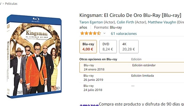 Oferta: Kingsman El Círculo de Oro por sólo 4 euros en Amazon
