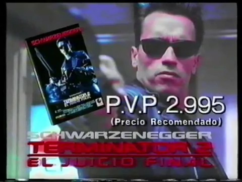 Terminator 2 por 2995 Ptas en VHS. Spot de lanzamiento. ¡Es un buen día para recordar esto!.