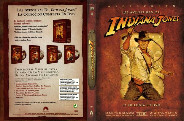 Las aventuras de Indiana Jones. La trilogía en DVD. Folleto Trasero.