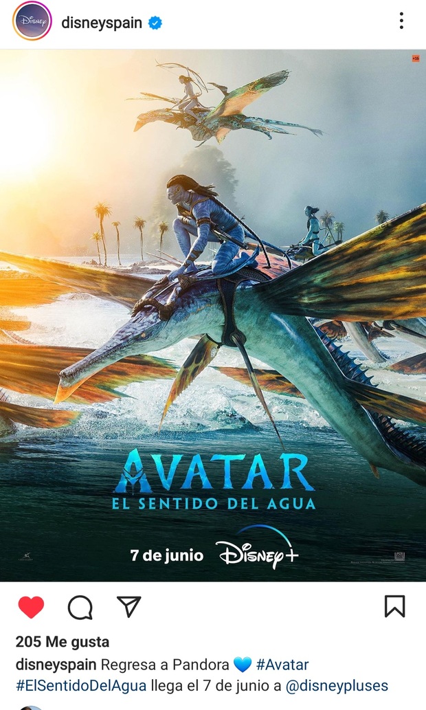 7 de Junio de 2023 en Disney +. Avatar El Sentido del Agua.