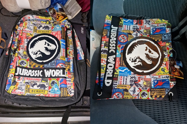 Mochila y bolsa de Jurassic World. Mis Compras 19-09-2023