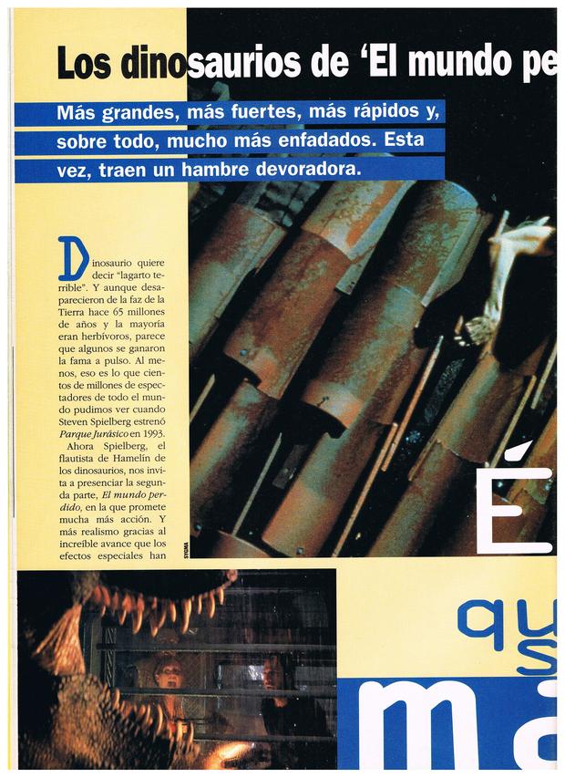 EL MUNDO PERDIDO JURASSIC PARK REPORTAJE REVISTA TOP DISNEY SEPTIEMBRE 1997 2/9
