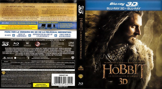El Hobbit La Desolación De Smaug: Caratula Bluray 3D