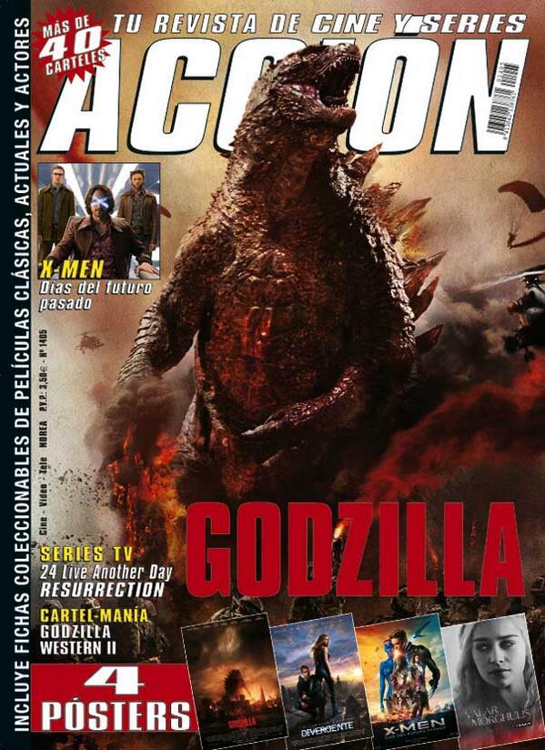 Revista Accion Cine mes Mayo 2014 con posters de Juego de tronos, Godzilla, Divergente y X men