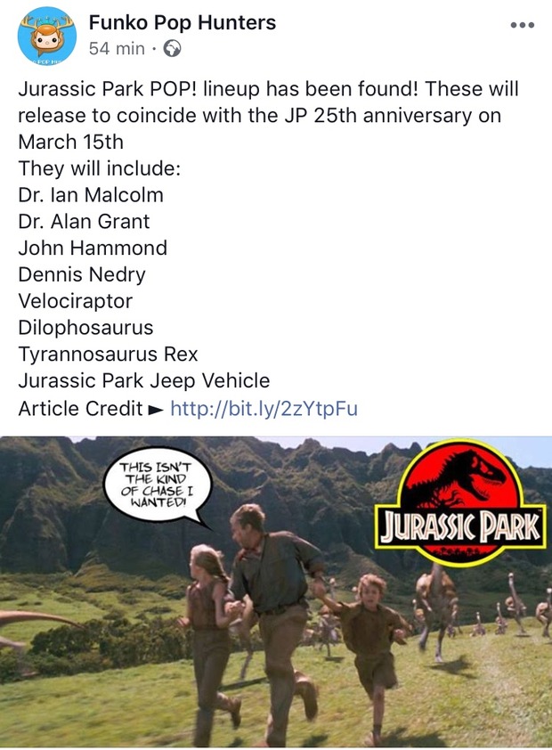Filtrada la lista de Funkos que sacarán de Jurassic Park