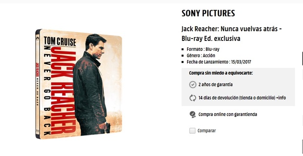 Duda con la edición metálica de Jack Reacher: Nunca vuelvas atrás.