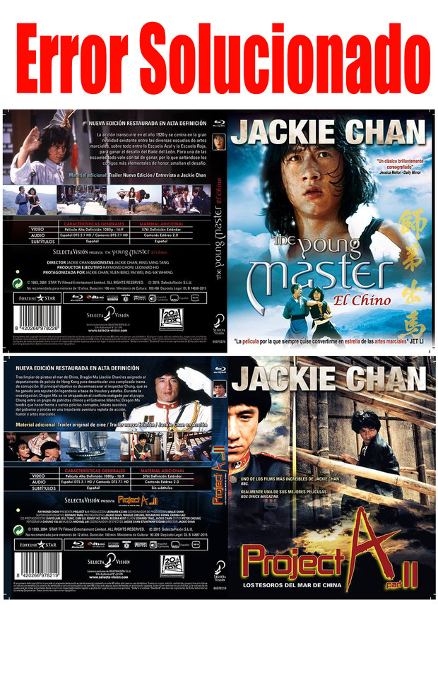 SelectaVision "Error solucionado" Películas Jackie Chan