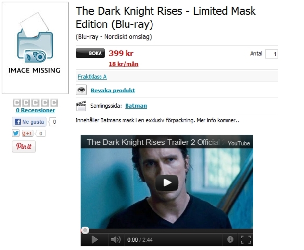 The Dark Knight Rises - Limited Mask Edition (Blu-ray)