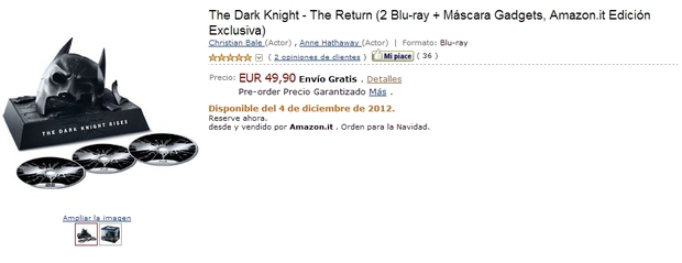 The Dark Knight - The Return (2 Blu-ray + Máscara Gadgets, Amazon.it Edición Exclusiva)