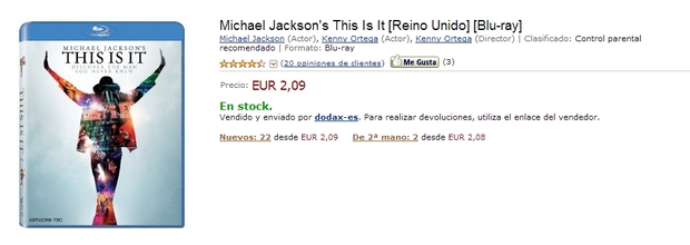 Michael Jackson's This Is It [Reino Unido] 2,09€... + gastos de envío queda por unos 5€