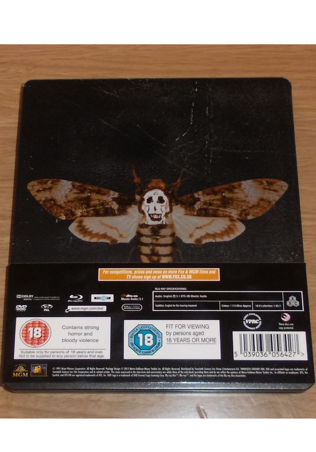 The Silence of the Lambs (SteelBook / Blu-ray + DVD) -UK- Contraportada 1