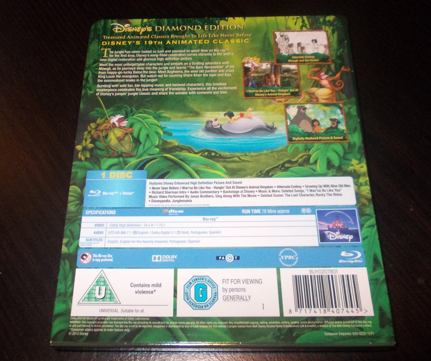 The Jungle Book - Zavvi Exclusive Limited Edition Steelbook Blu-ray -UK- / Contraportada (cartón)