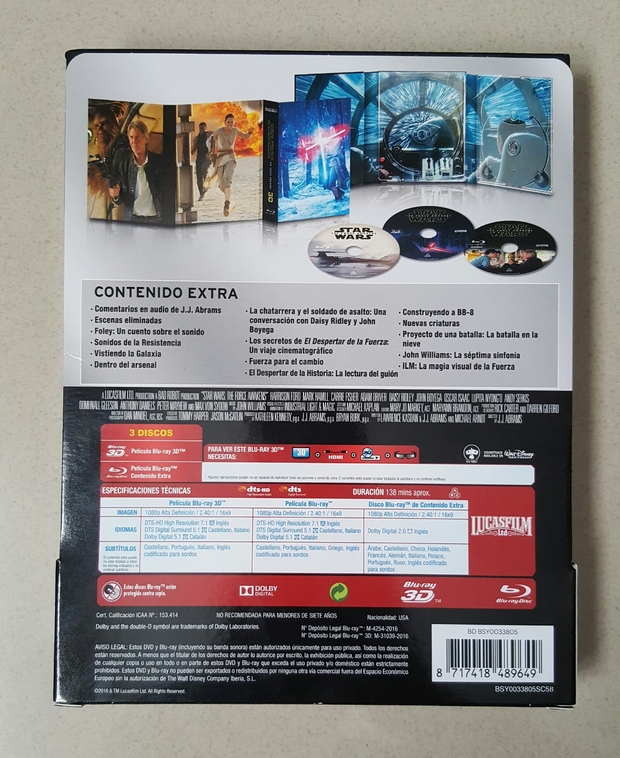 Contraportada Edicion Española - Star Wars: El Despertar de la Fuerza - Edición Coleccionista Blu-ray 3D