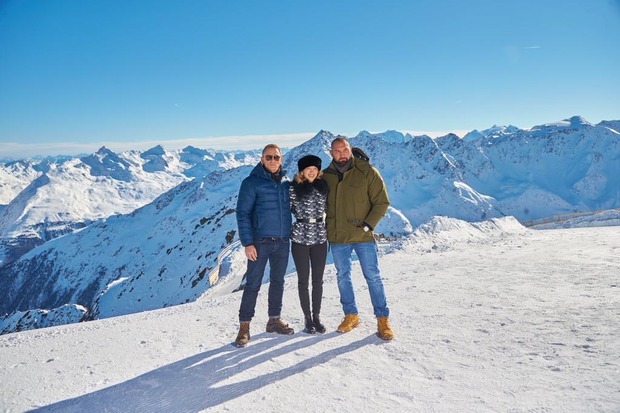 Daniel Craig, Léa Seydoux y Dave Bautista en el ski resort Sölden de Austria. SPECTRE