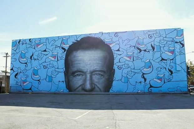 Mural en homenaje a Robin Williams en Chicago por el mes de la prevención del suicidio.
