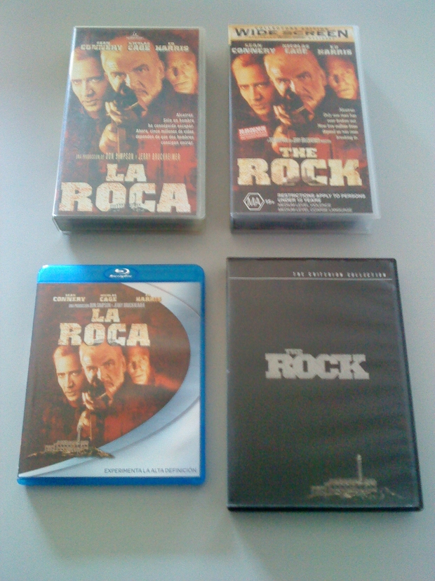 La Roca (VHS ESP vs. VHS AU vs. DVD EEUU vs. Blu-ray ESP)