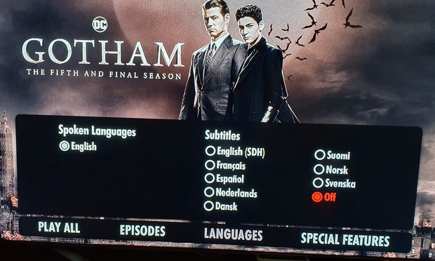 Gotham temporada final ed.USA: audio y subs